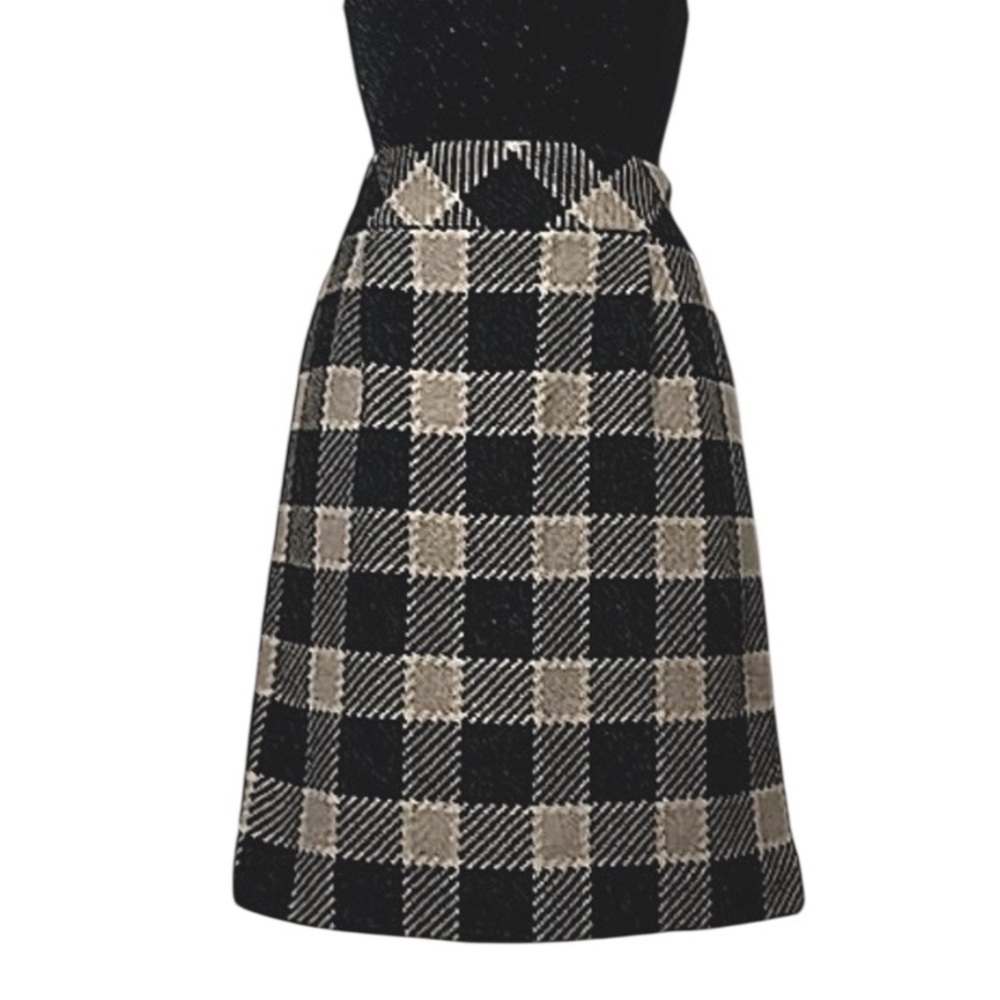 Talbot Women’s Tweed Plaid Checkered Neutral Tone Mini Pencil Business Skirt 8